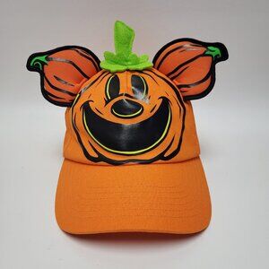 Disney Parks Hat Adult Mickey's Pumpkin Patch Ears Adjustable Glow In The Dark